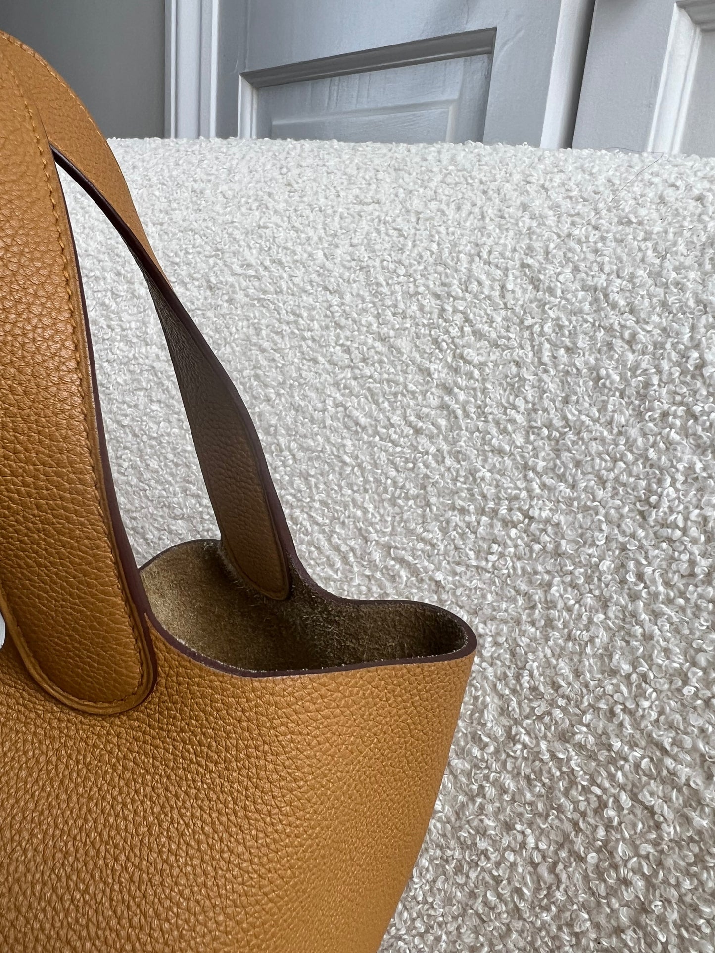 Hermes Picoton 22 in Sesame Clemence Leather with gold hardware