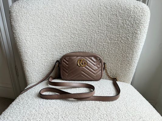 Gucci GG Dusty Pink Marmont Mini Shoulder Bag (RRP £1,360)