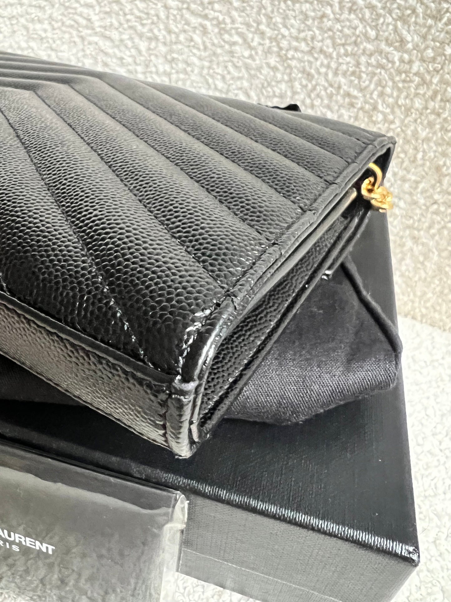Yves Saint Laurent (YSL) Black Cassandre Envelope Chain Wallet (RRP £1,200)