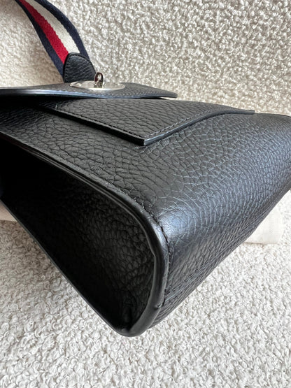 Mulberry Small Black Antony with striped strap