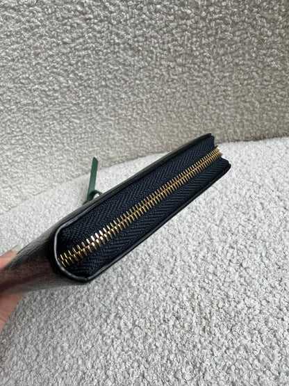 Mulberry Medium Part Around Zip Wallet in Navy and Emerald Printed Goat