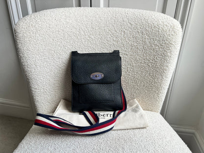 Mulberry Small Black Antony with striped strap