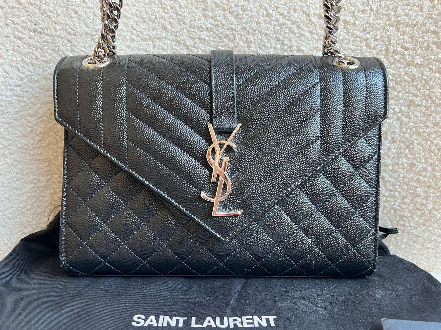 Yves Saint Laurent (YSL) Black Medium Envelope Bag (RRP £2,235)