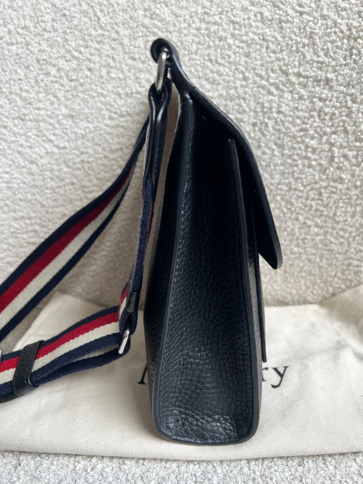 Mulberry Small Black Antony with striped strap