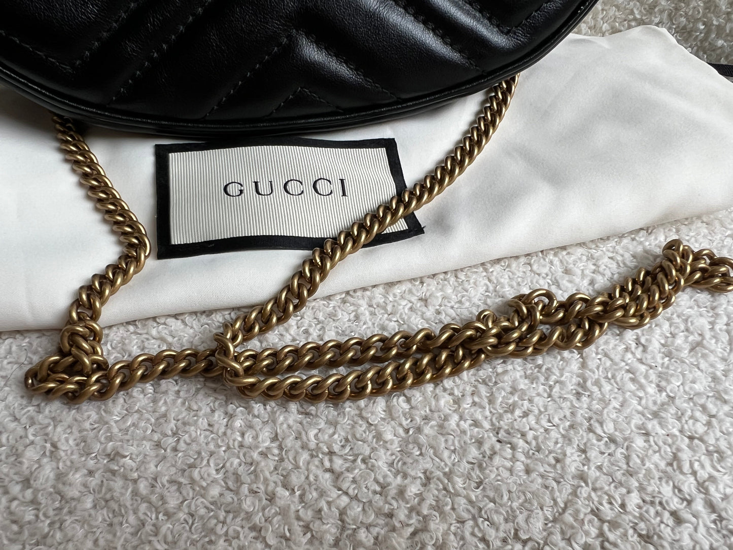 Gucci GG Black Mini Half Moon Marmont Shoulder Bag (RRP £1160)