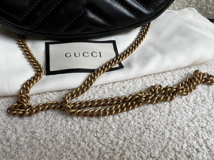 Gucci GG Black Mini Half Moon Marmont Shoulder Bag (RRP £1160)