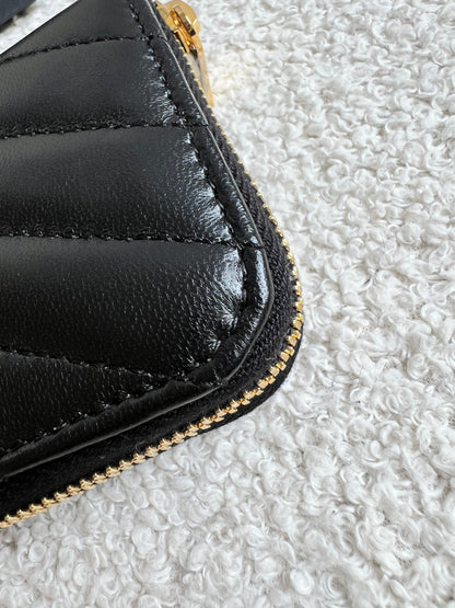Yves Saint Laurent Black Lambskin Cassandre Small Zip Wallet (RRP £400)
