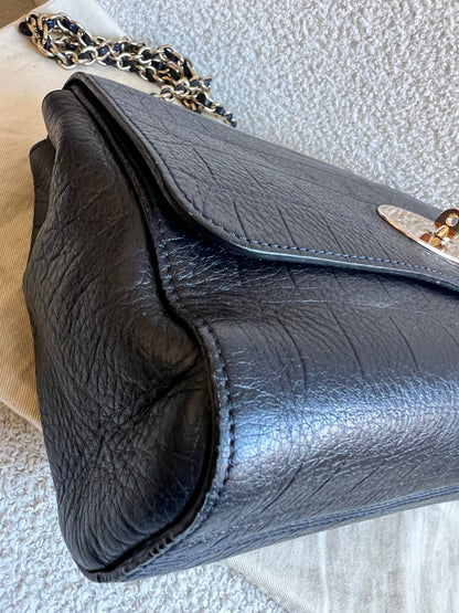 Mulberry Midnight Croc Medium Lily with Gold Hardware