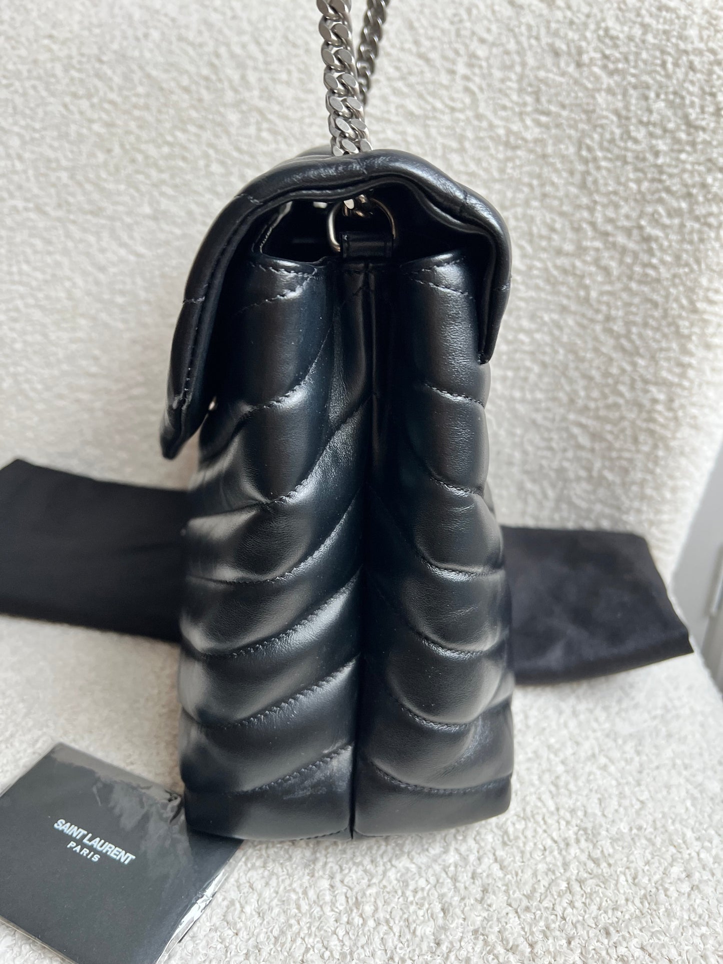 Yves Saint Laurent (YSL) Medium Black Lou Lou Silver Hardware