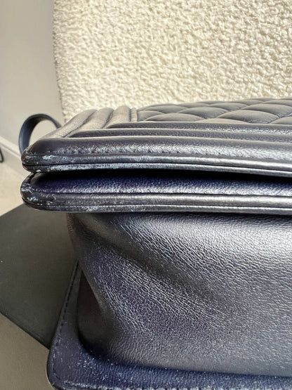 Chanel Navy Blue Lambskin Medium Boy Bag (RRP £5800)