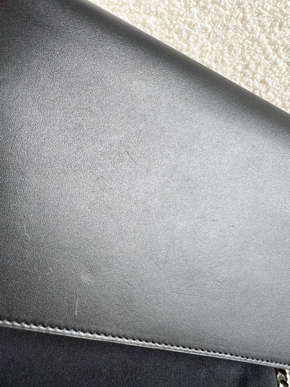 Yves Saint Laurent (YSL) Black Kate Tassel Chain Wallet Silver Hardware (RRP £1,440)