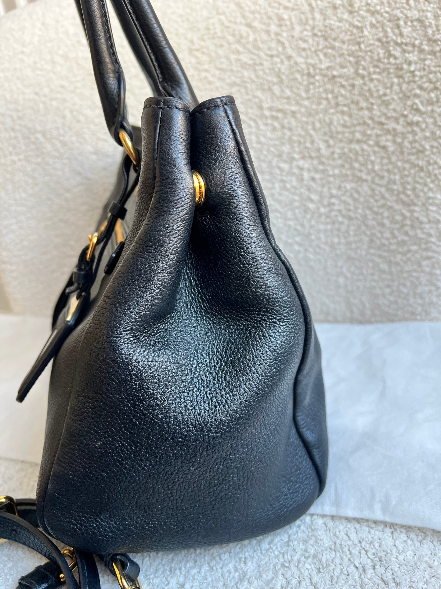 Prada Black Vitello Daino Tote
