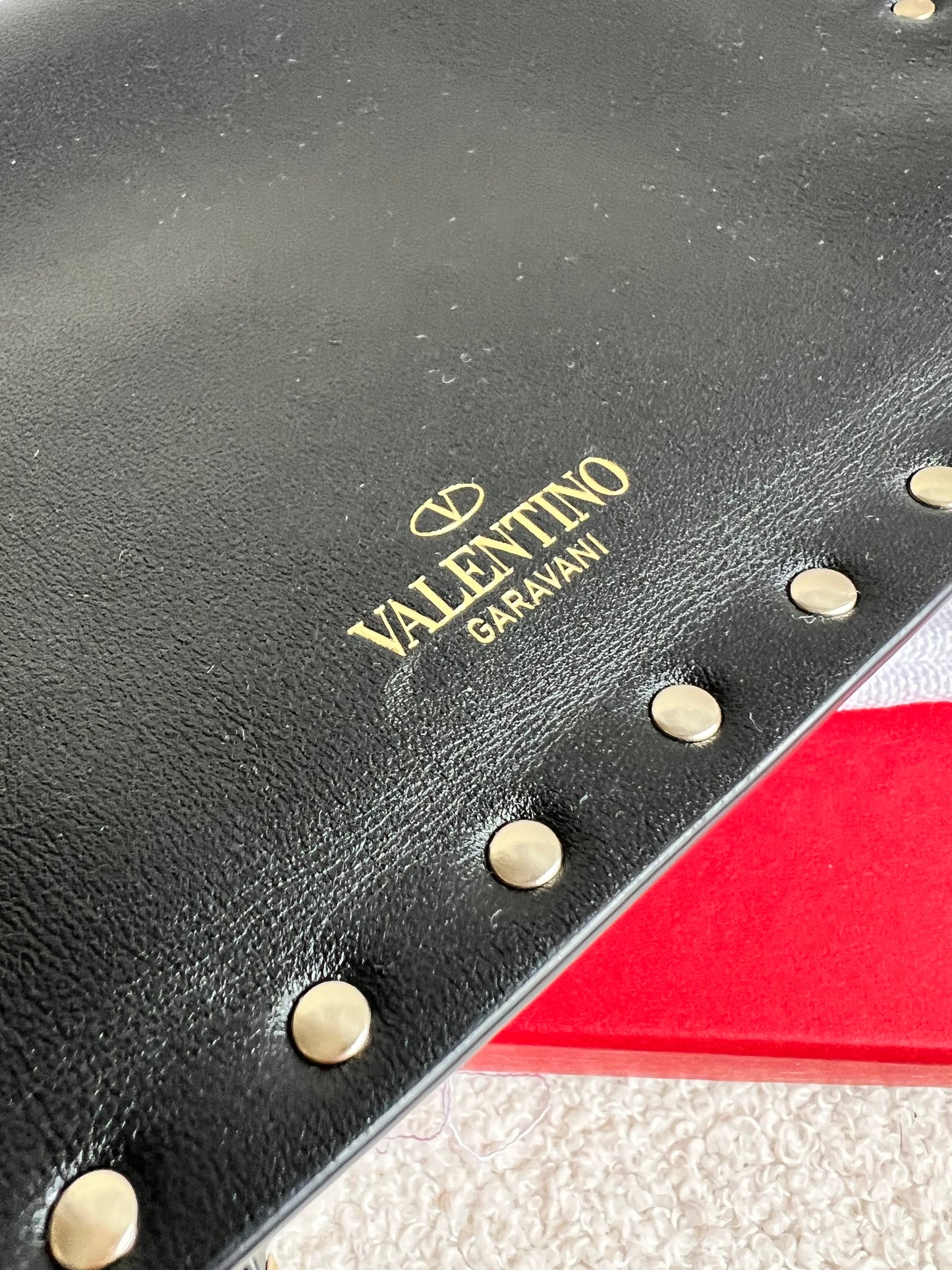 Valentino Garavani Rockstud Calfskin Clutch Pouch Black (RRP £570)