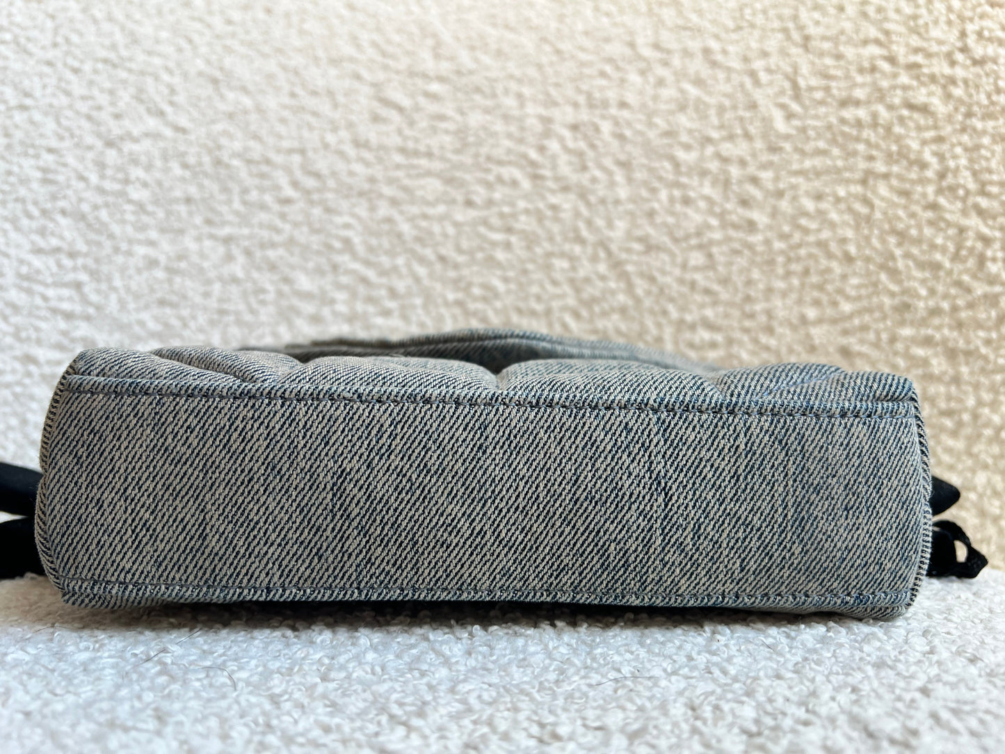 Yves Saint Laurent (YSL) Puffer Clutch Pouch in Blue Quilted Denim (RRP £710)