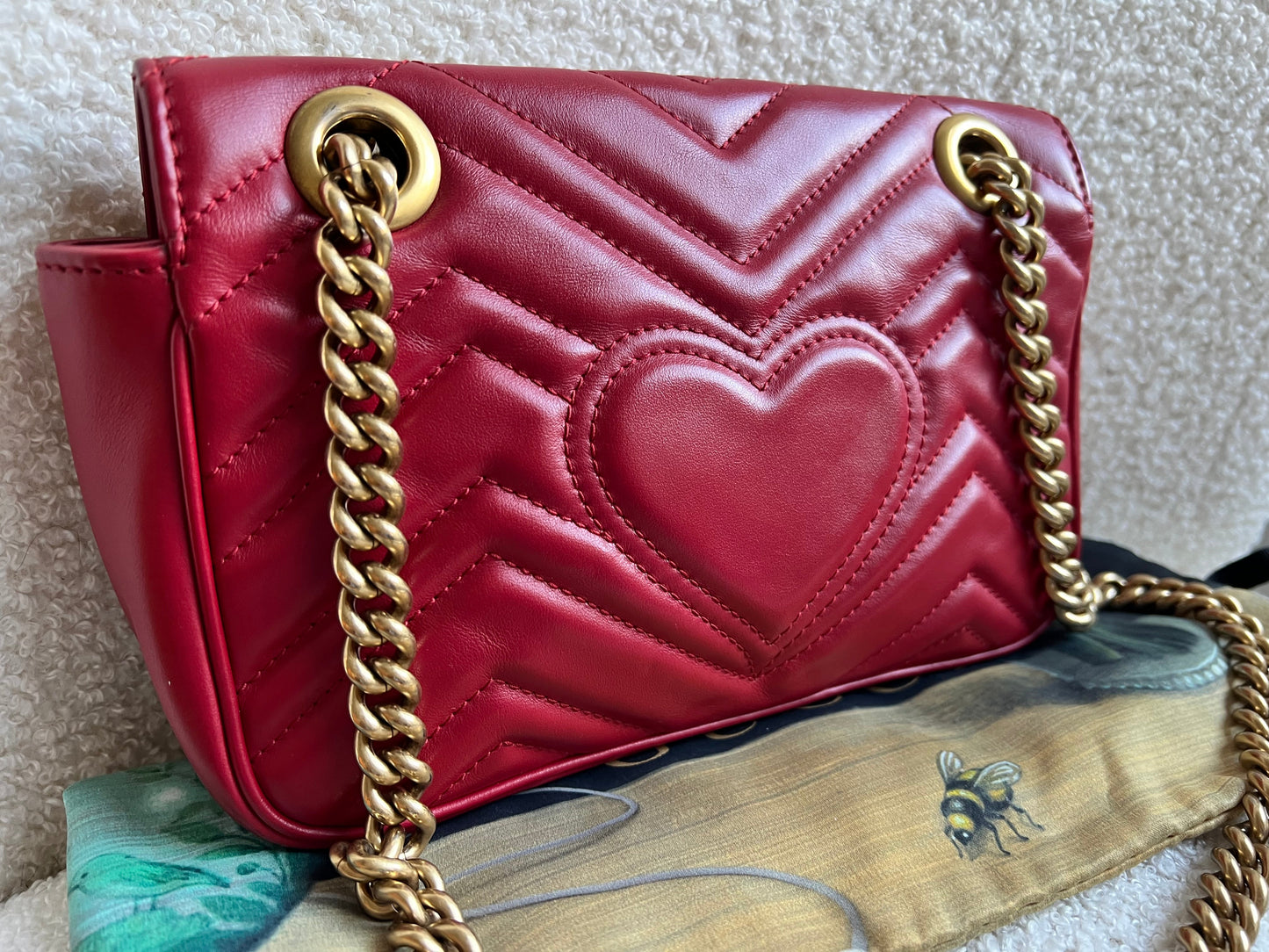 Gucci GG Hibiscus Red Marmont Mini Shoulder Bag (RRP £1,890)