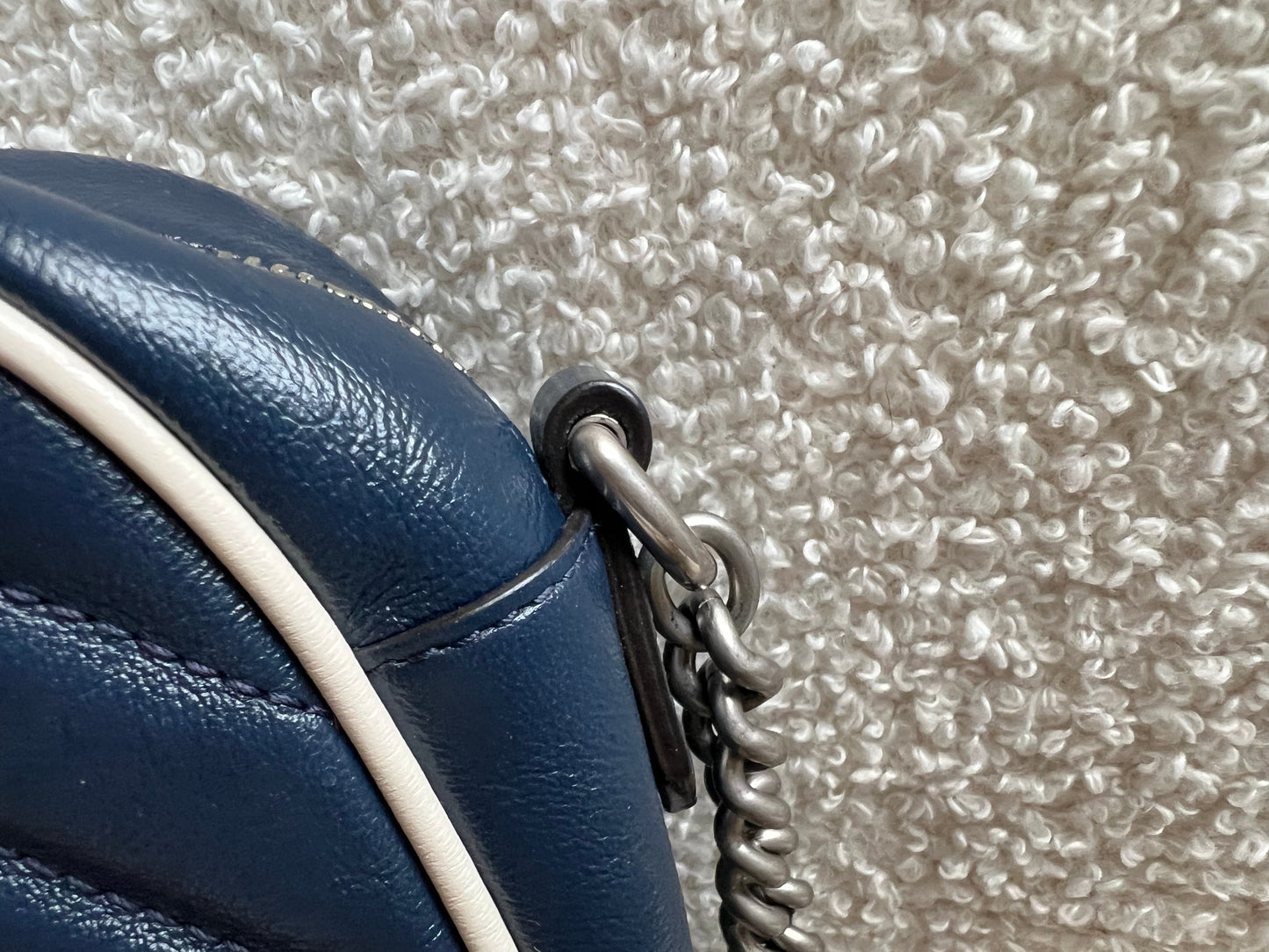 Gucci Torchon GG Navy Marmont Small Shoulder Bag