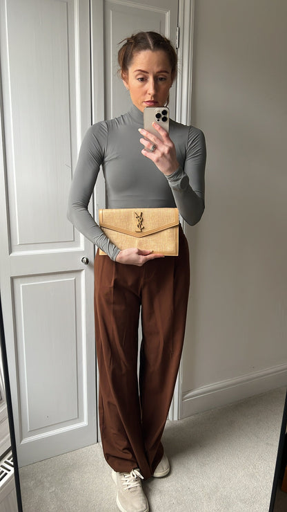 Yves Saint Laurent (YSL) Raffia Uptown Pouch Clutch (RRP £535)