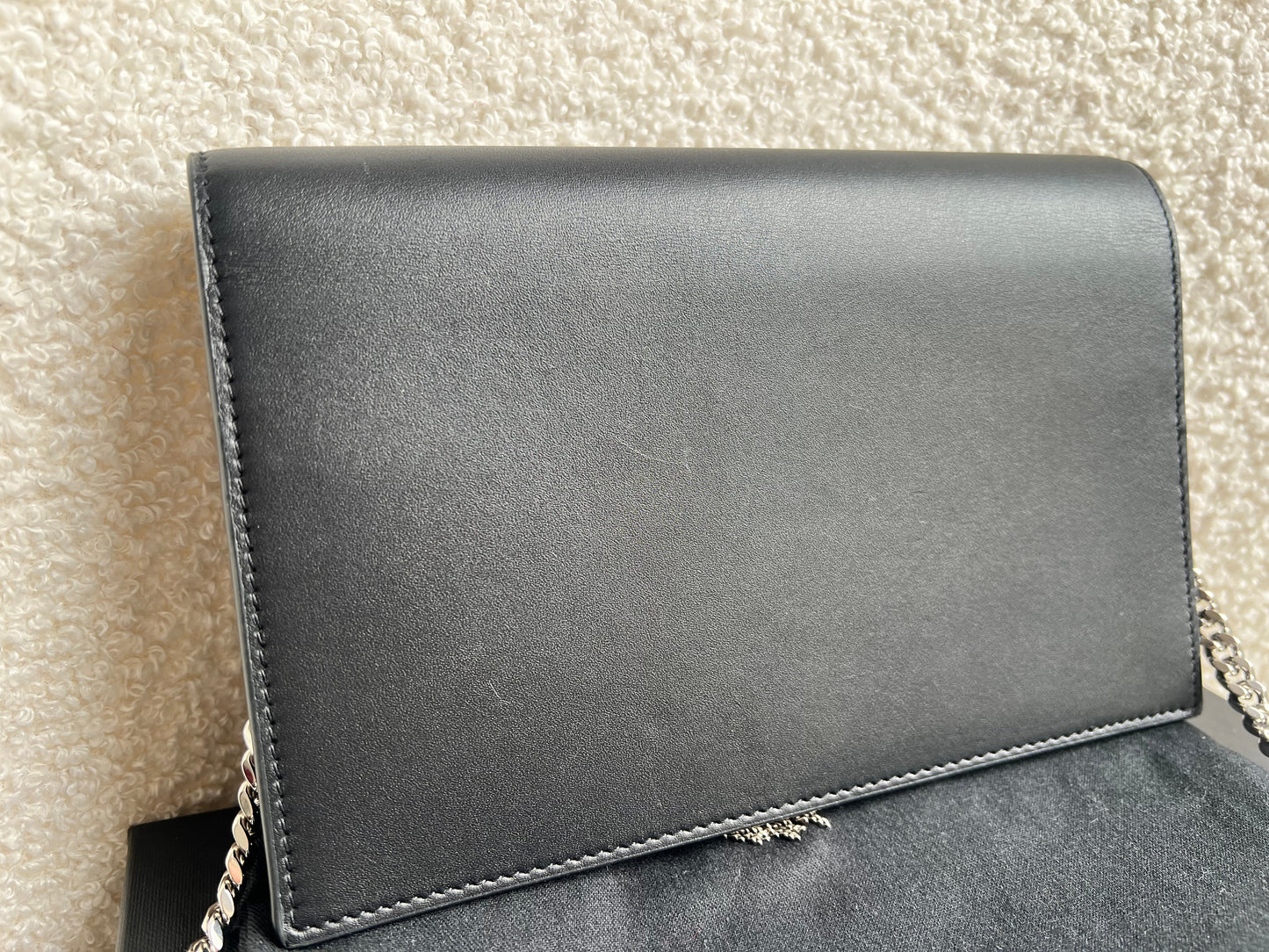 Yves Saint Laurent (YSL) Black Kate Tassel Chain Wallet Silver Hardware (RRP £1,440)