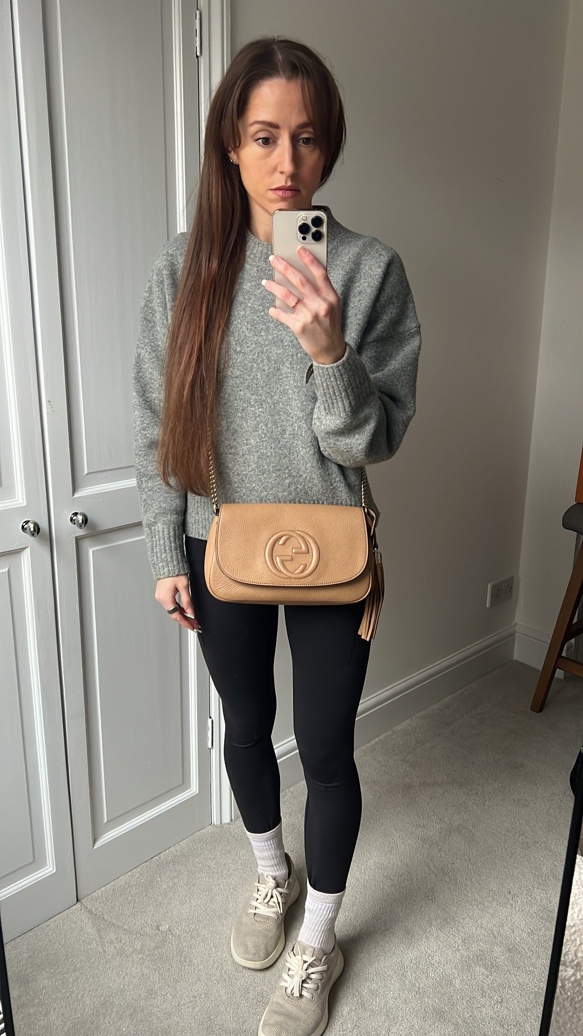Gucci Beige Soho Chain Crossbody Flap Bag