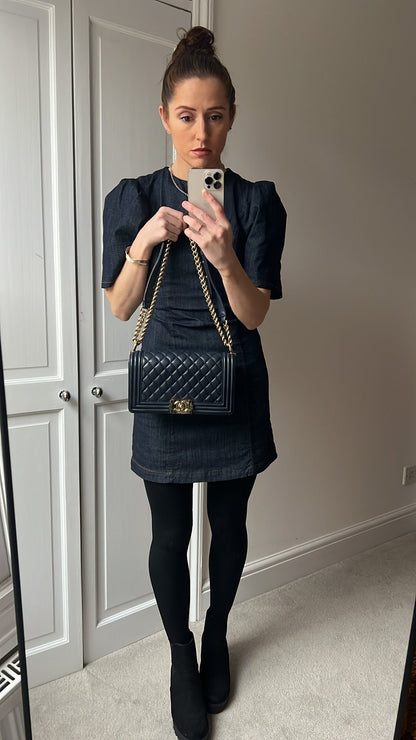 Chanel Navy Blue Lambskin Medium Boy Bag (RRP £5800)