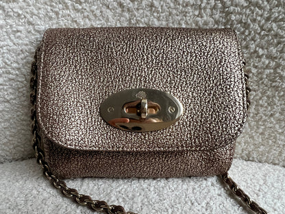 Mulberry Metallic Mushroom Mini Lily with gold Hardware