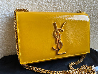Yves Saint Laurent (YSL) Small Kate Yellow Patent with Gold Hardware (RRP £1,440)