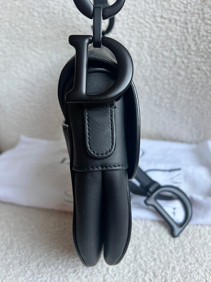 Christian Dior Black Ultra Matte Saddle Bag with Strap