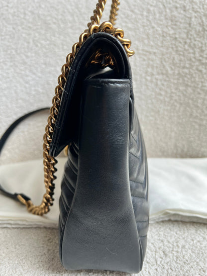 Gucci GG Black Marmont Medium Shoulder Bag (RRP £2,340)