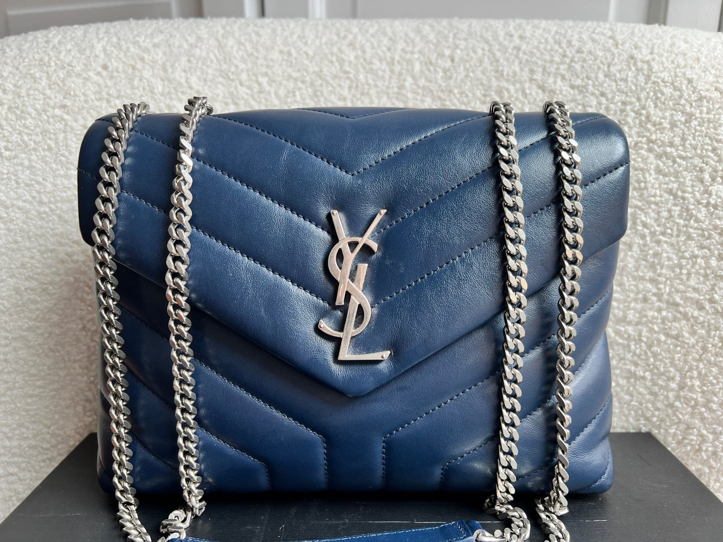 Yves Saint Laurent (YSL) Navy Blue Small LouLou (RRP £1,900)