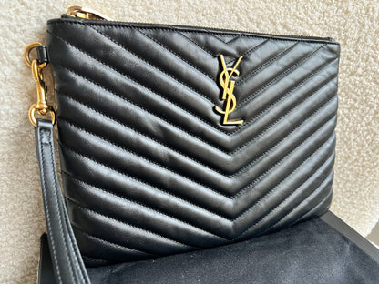 Yves Saint Laurent (YSL) Black Cassandre Clutch Pouch (RRP £580)