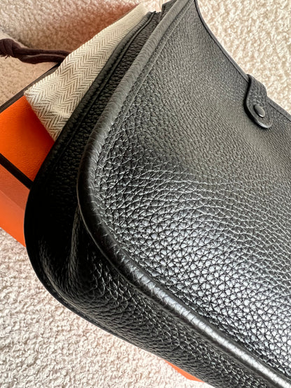 Hermes Evelyne TPM in Black Clemence Leather with Palladium Hardware