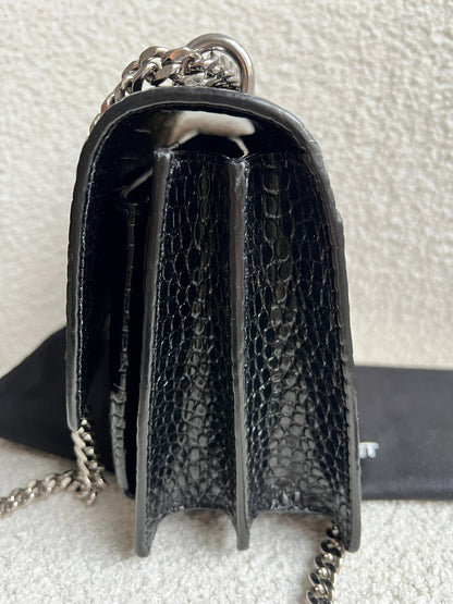 Yves Saint Laurent (YSL) Black Croc Medium Sunset with Silver Hardware (RRP £2,200)