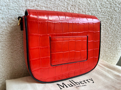 Mulberry Red Croc Small Darley Satchel  (RRP £599)