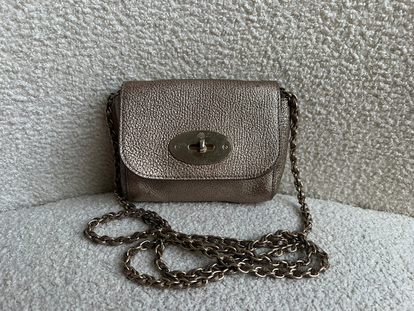 Mulberry Metallic Mushroom Mini Lily with gold Hardware