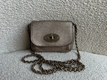 Mulberry Metallic Mushroom Mini Lily with gold Hardware