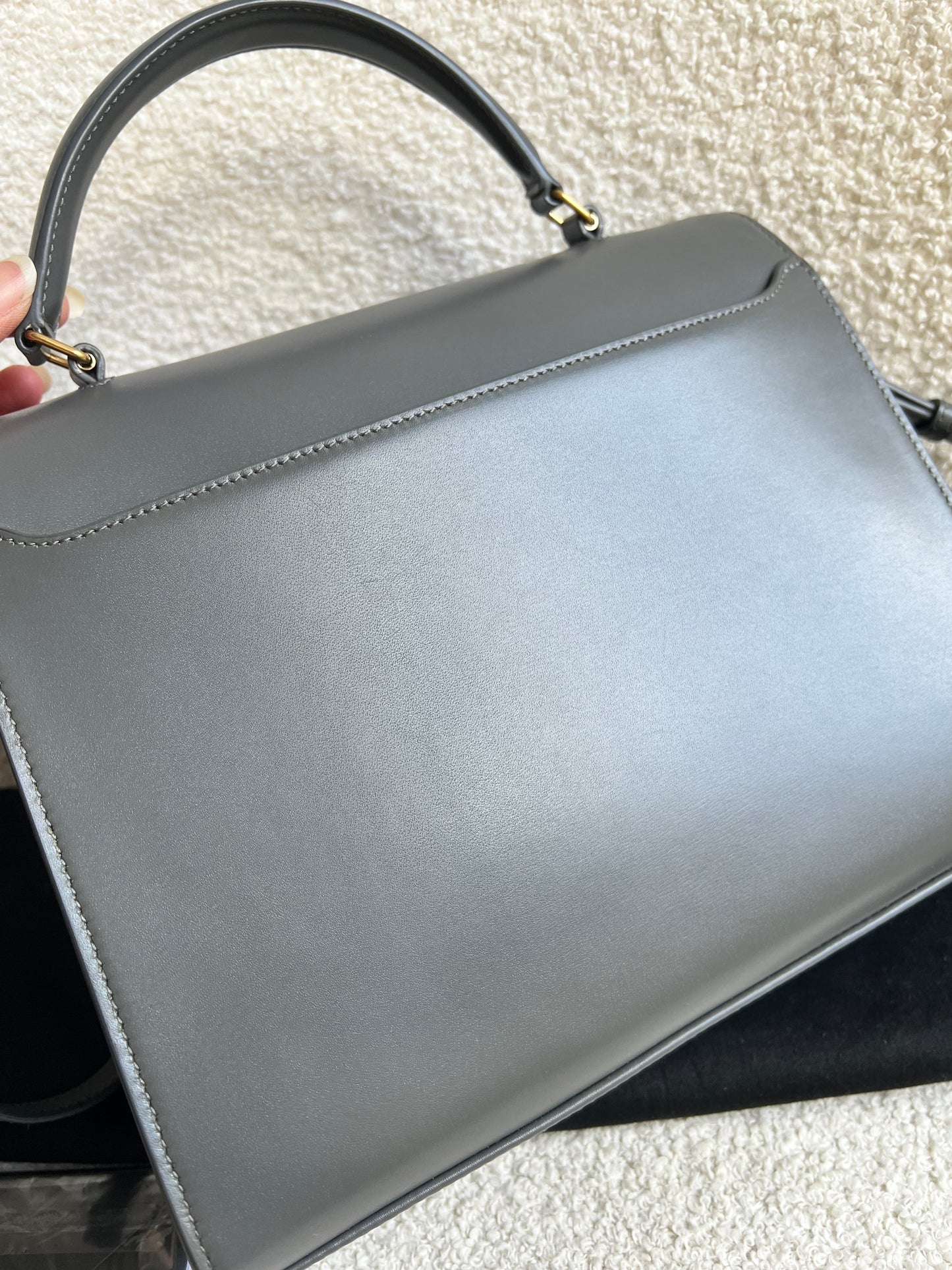 Saint Laurent YSL Cassandra Top Handle with Strap in Storm Grey Calfskin & Suede (RRP £2740)