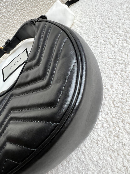 Gucci GG Black Mini Half Moon Marmont Shoulder Bag (RRP £1160)