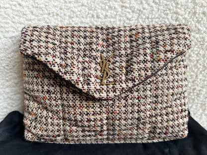 Yves Saint Laurent (YSL) Puffer Clutch Pouch in Tweed (RRP £710)