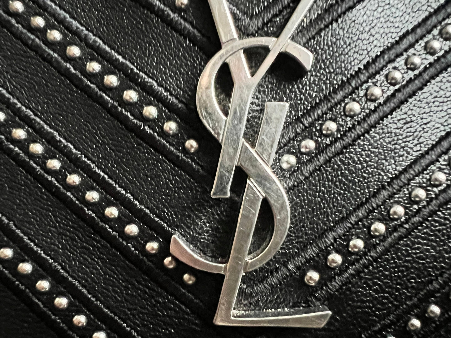 Yves Saint Laurent (YSL) Black Studded Lou Belt Bag
