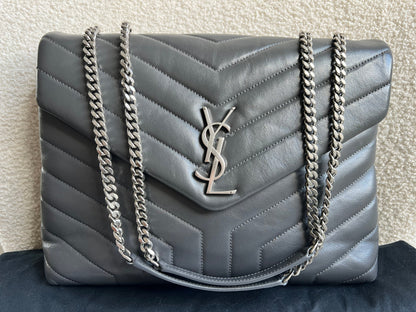 Yves Saint Laurent (YSL) Medium Grey Lou Lou Silver Hardware