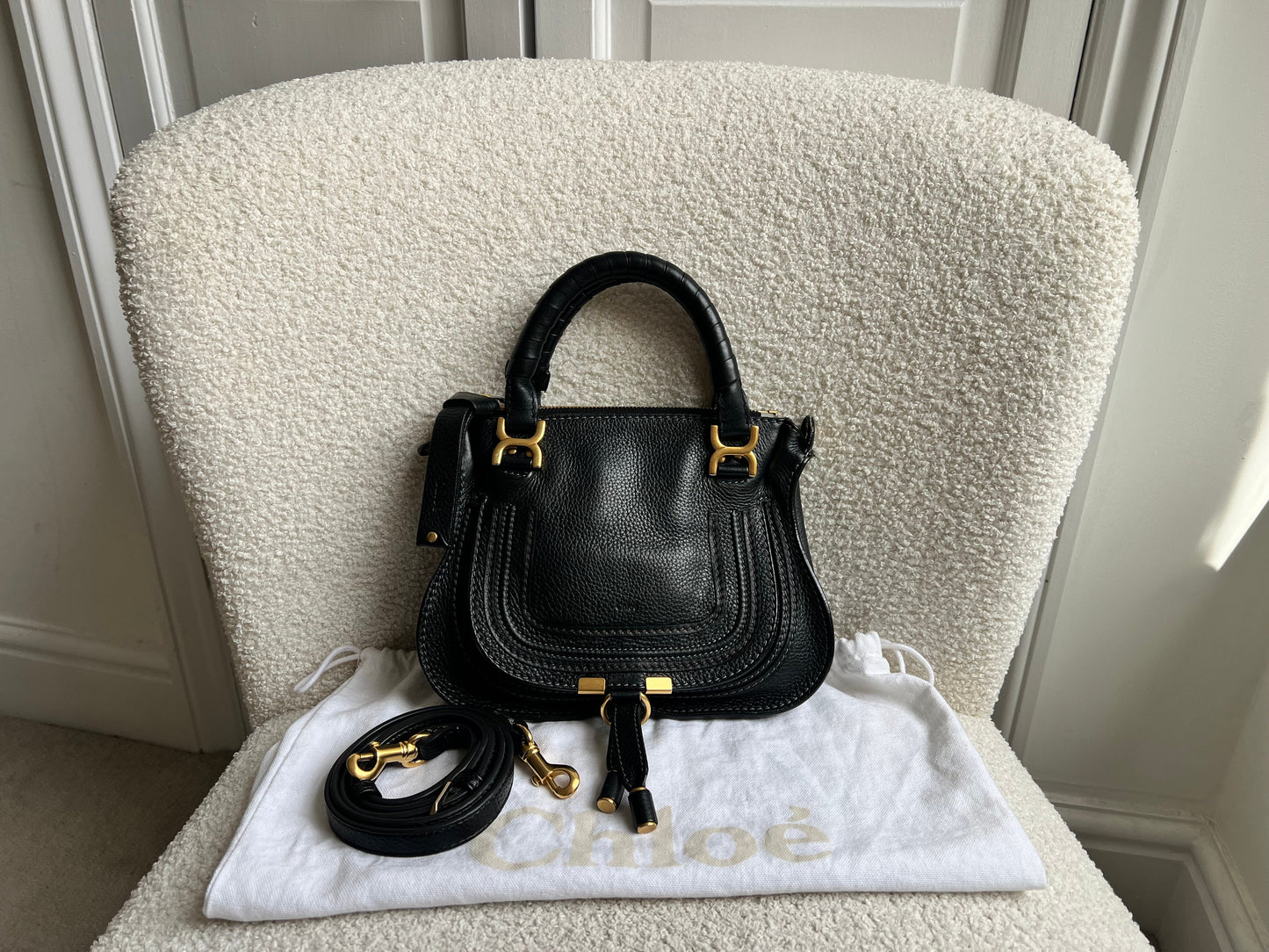 Chloe Black Mini Marcie Double Carry Bag