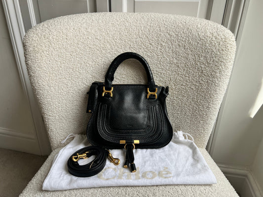 Chloe Black Mini Marcie Double Carry Bag