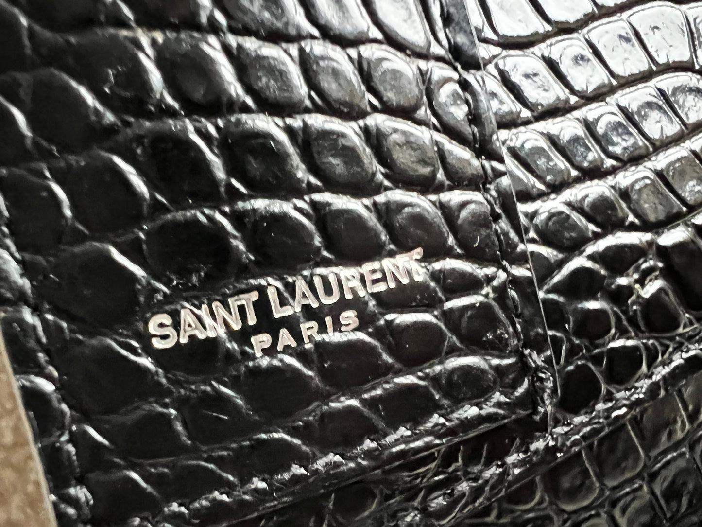 Yves Saint Laurent (YSL) Black Croc Medium Sunset with Silver Hardware (RRP £2,200)