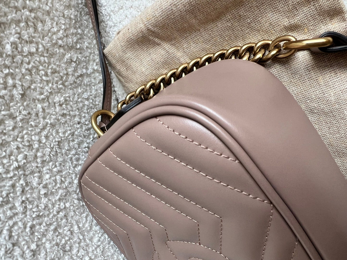 Gucci GG Marmont Porcelain Rose Small Shoulder Bag (RRP £1440)