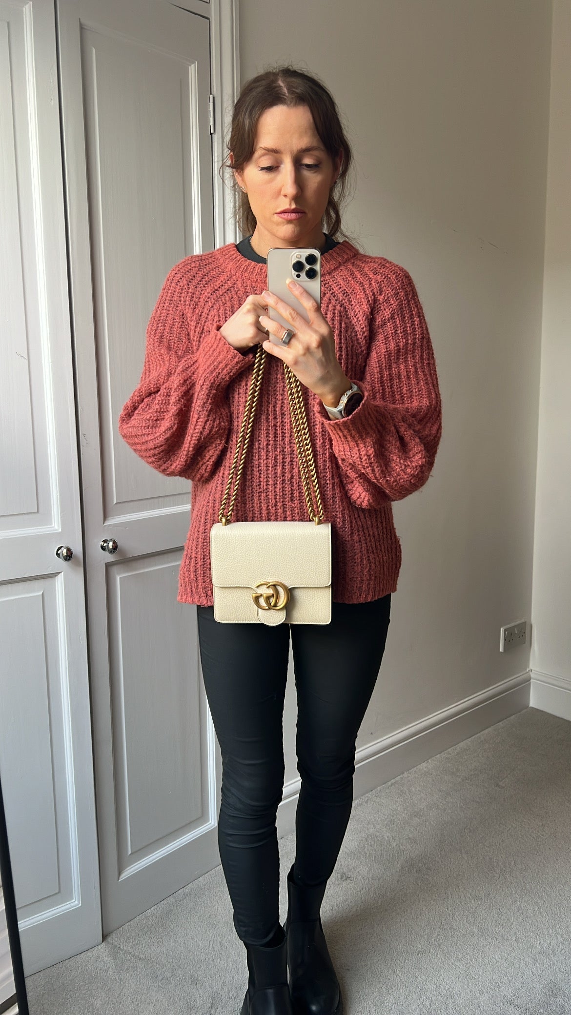 Gucci Cream GG Marmont Chain Mini Bag
