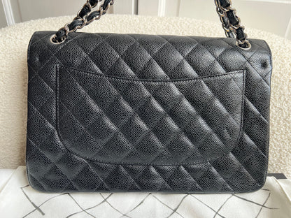 Chanel Jumbo Double Flap in Black Caviar with silver hardware