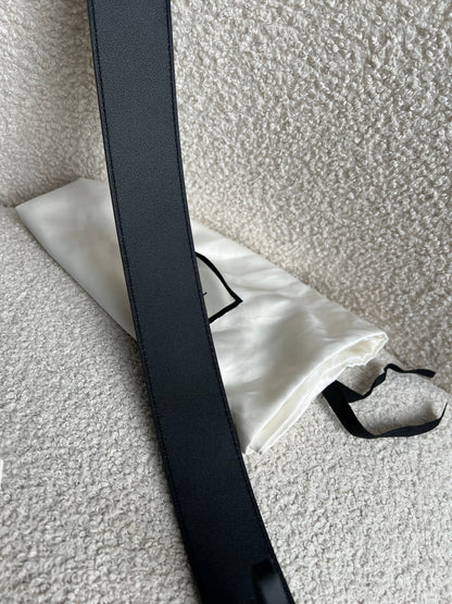 Gucci GG Marmont Black Wide Leather Belt with Shiny Gold Buckle (RRP £410)