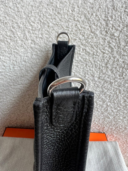 Hermes Evelyne TPM in Black Clemence Leather with Palladium Hardware
