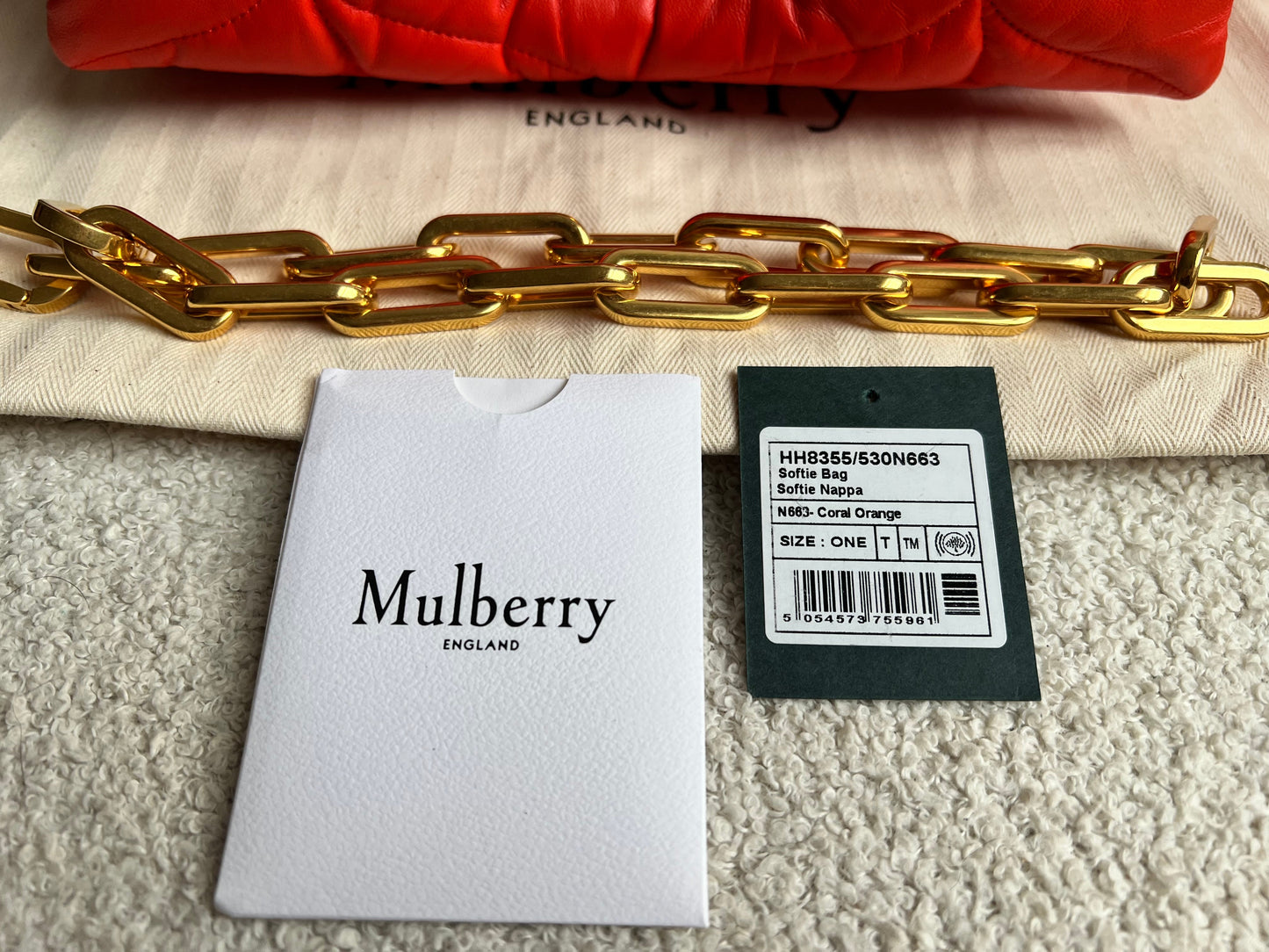 Mulberry Coral Orange Softie in Pillow Effect Nappa Leather (RRP £1650)
