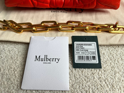 Mulberry Coral Orange Softie in Pillow Effect Nappa Leather (RRP £1650)